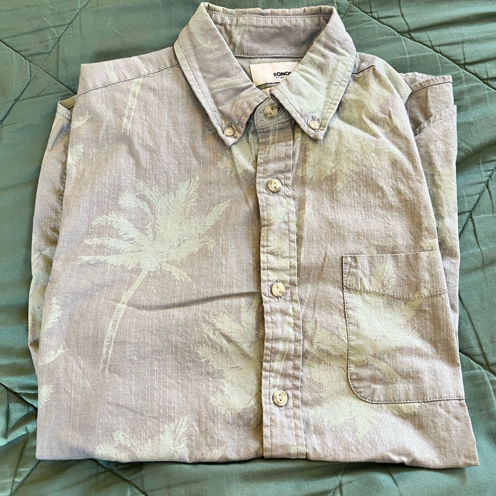 Sonoma Men's Light Gray Palm Print Shirt